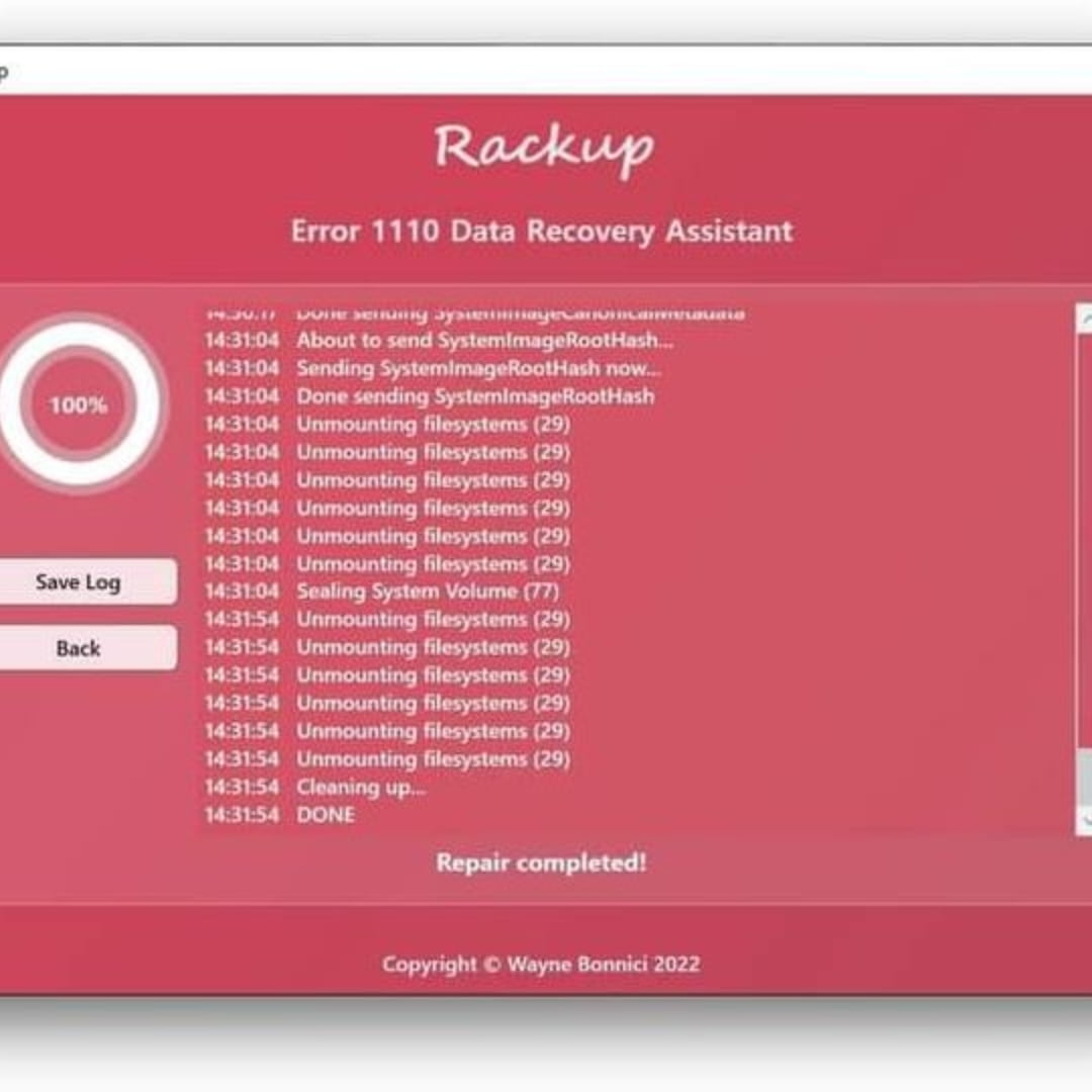 Rackup V1.0 – Error 1110 Data Recovery Assistant Tool