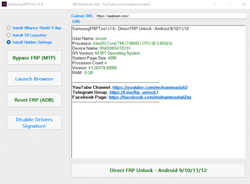 Samsung FRP Tool v1.6 + FRP Script – NO Emergency Call Fixed