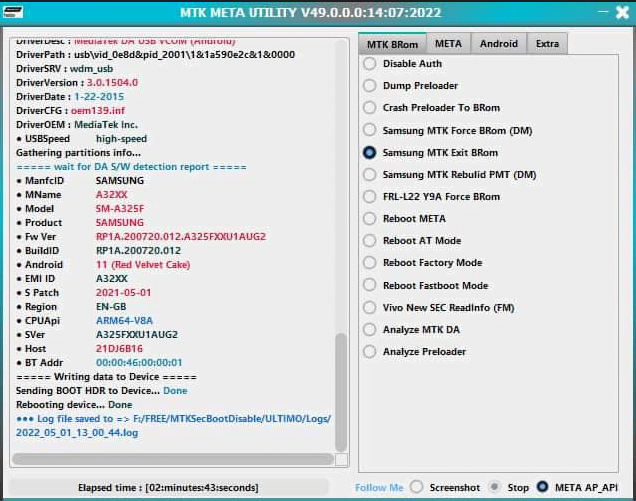 MTK META MODE UTILITY v50 - MTK Auth Bypass Tool V50 free Write Error 5 Fixed MTK Samsung Tool and Working 100%