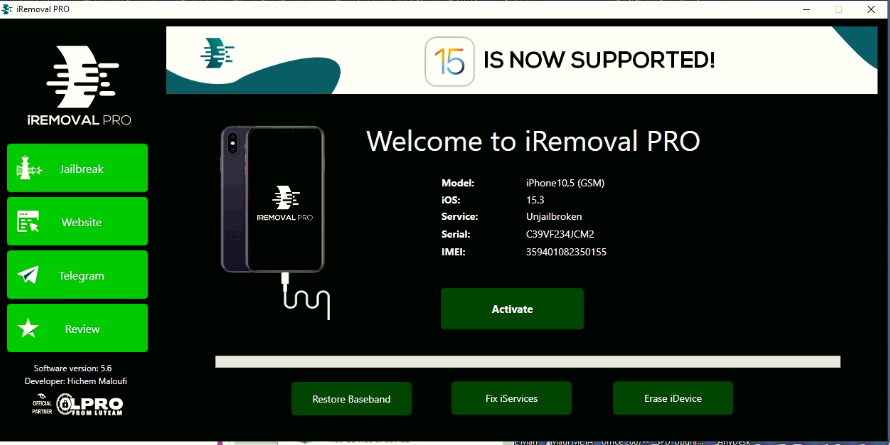 iRemoval PRO v5.6 Windows Tool Latest Version - iRa1n 1.5 Free Download