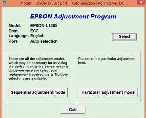 Epson L1300 Resetter tool
